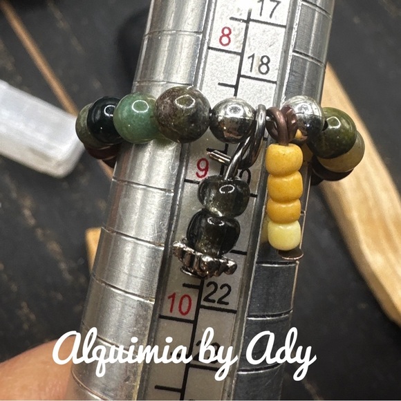 Blood agate beaded handmade ring charms bohemian - Picture 2 of 3